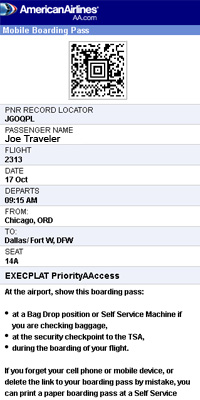 American Airlines introduces mobile boarding passes