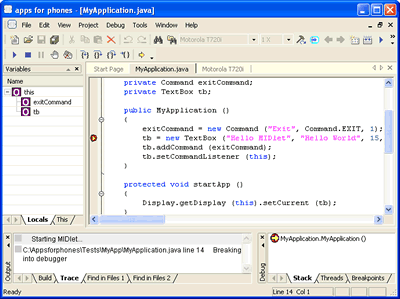 Apps for phones releases development toolset and IDE for J2ME