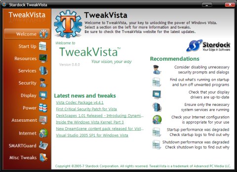 Tweak Windows Vista with TweakVista