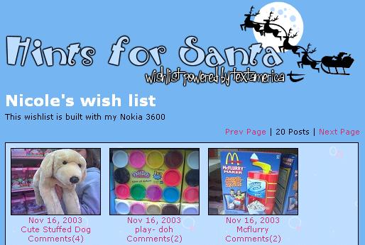 TextAmerica Blog used for Xmas wishlist