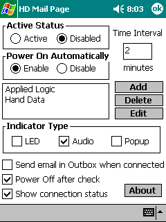 HD Mail: a Pocket PC application for unattended email upload and download