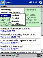 Egress RSS Reader for Pocket PC