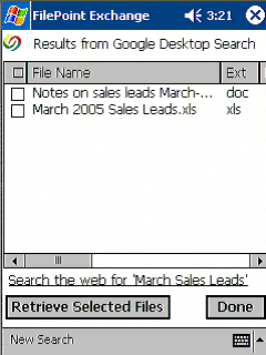 FilePoint Exchange for Pocket PC