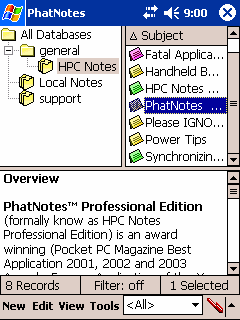 PhatNotes Professional Edition for Pocket PC
