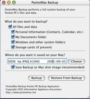 PocketMac Backup for Pocket PC (and Mac OS X)