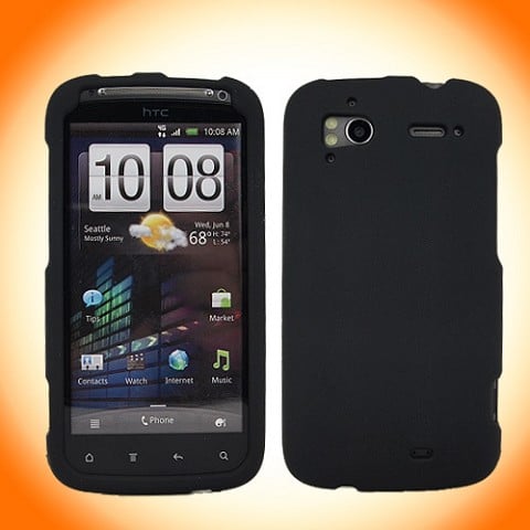 Black Armour Case w Screen Protector for HTC Sensation