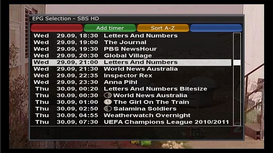 Vu+ Duo single service EPG screenshot