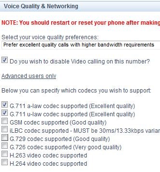 2talk codec settings