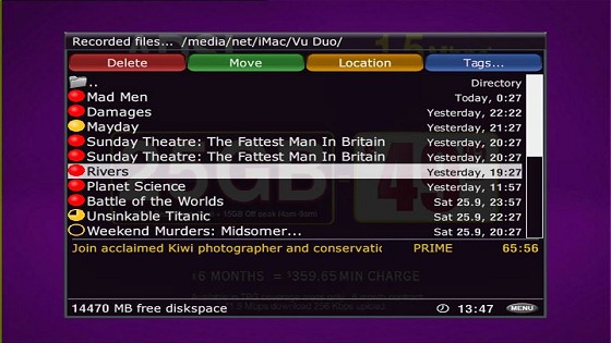 VU+ Duo Recorded file listing