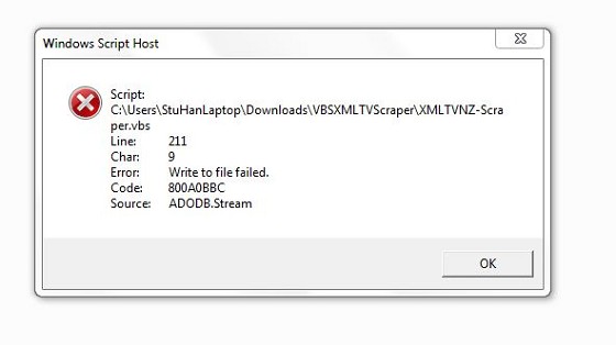 Error popup