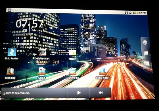 ACER Tablet home screen
