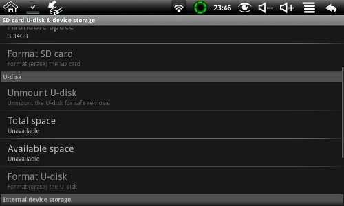 U-disk section in sdcard, u-disk settings on M001